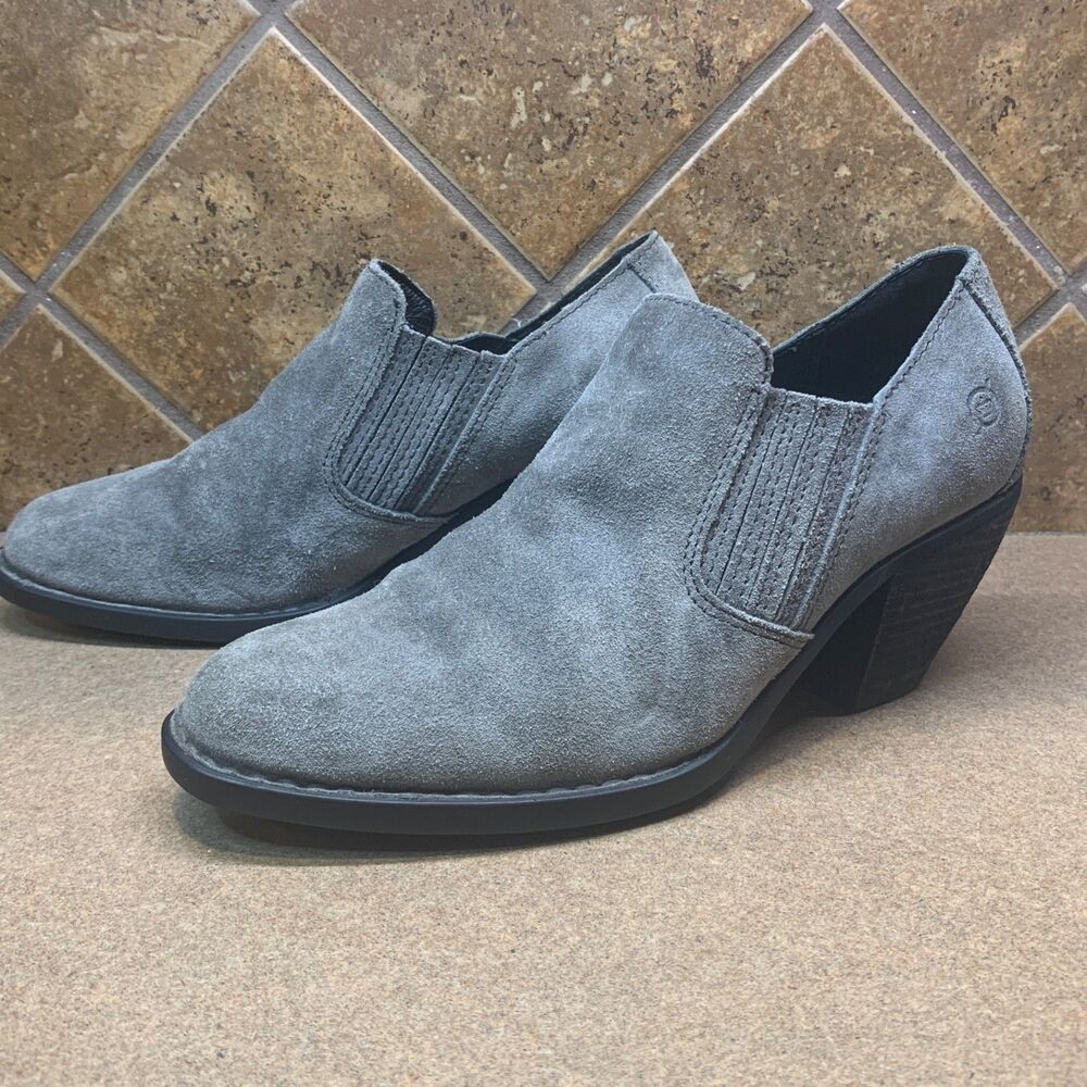 BORN  Womens Gray Suede Leather Booties SZ US 9M "Fredrika" Trendy Neutral Shoes